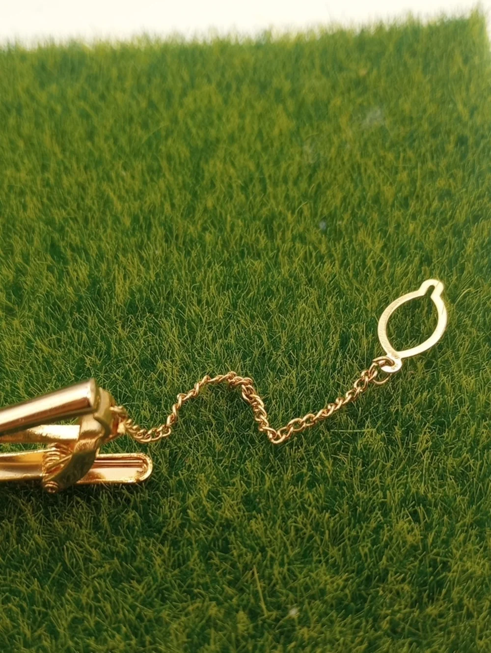 Gold Tone Tie Bar with Black Inlay High End Vintage Estate BR205